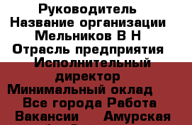 Руководитель › Название организации ­ Мельников В.Н › Отрасль предприятия ­ Исполнительный директор › Минимальный оклад ­ 1 - Все города Работа » Вакансии   . Амурская обл.,Зейский р-н